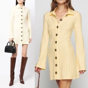 Reformation Benton Knitted Dress in Yellow XS